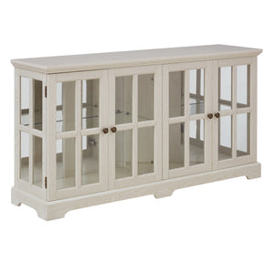 English Elm Led Curio Display Cabinet - Antique White Showcase With Glass Doors, Adjustable Shelves & Led Lighting W2275P231690