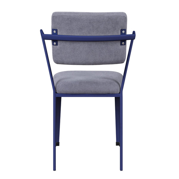 English Elm Grey Upholstered Open-Back Office Chair with Blue Metal Frame, Breathable Design & Padded Comfort B062P186424