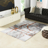 English Elm Quarry 5X6.5' Abstract Area Rug, Gray & Orange Polypropylene