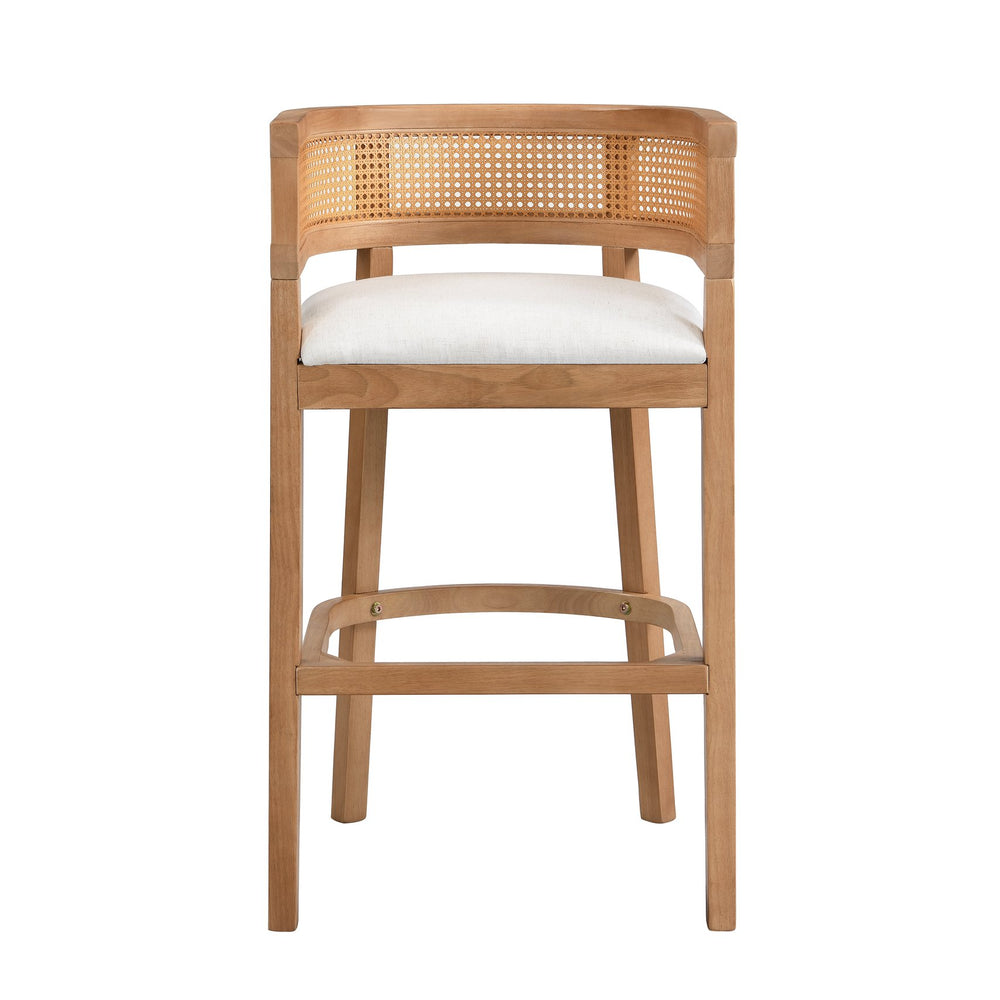 English Elm Christopher Knight Home® - Wood Upholstered Arm Bar Stools Set Of 2 - Chic Beige & Natural Oak, Comfortable For Kitchen & Bar N771P265581Q