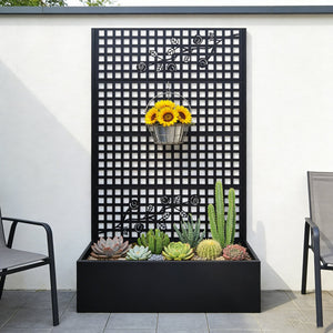 English Elm Metal Raised Garden Bed with Integrated Trellis for Patio Privacy and Climbing Plants W1586P455883