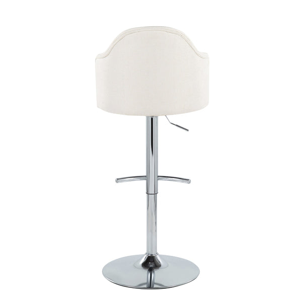 English Elm Contemporary Swivel Barstools with Chrome Base Padded Cream Seat Kitchen Island Set B202S00734