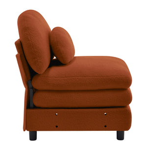 English Elm Vitoria Curved Modular Sofa in Plush Teddy Fleece for Modern Living Rooms Orange W5656P454383