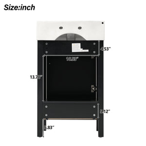 English Elm 20.28'' 20.28" Modern Bathroom Vanity with Ceramic Sink, Solid Wood Frame, Soft-Close Drawer & Cabinet - Space-Saving Design Black N729P277755B
