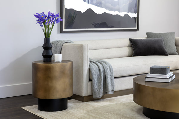 Sunpan Bernaby End Table - Elegant Round Design with Hand-Painted Finish, Perfect for Contemporary Spaces Antique Brass