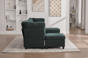 English Elm UNITED Modular 6-Seat Sectional Sofa with Removable Ottoman, Storage Compartments, Convertible Comfort Emerald W1568S00244