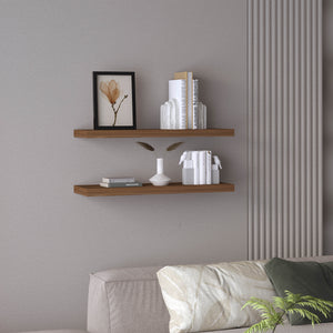 English Elm Ecco Floating Wall Shelves Set of 2 — Sleek Hidden Bracket Design, Sturdy Display & Space-Saving Storage Mahogany 32 L x 11 W x 4 H B200P240259