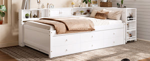 English Elm Twin Daybed Pine Frame with Trundle Desk Hutch Shelves and Storage for Kids Rooms White W1580S00458