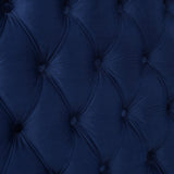 English Elm Brooklyn Queen Tufted Panel Bed Headboard and Footboard Set, Navy Blue Velvet