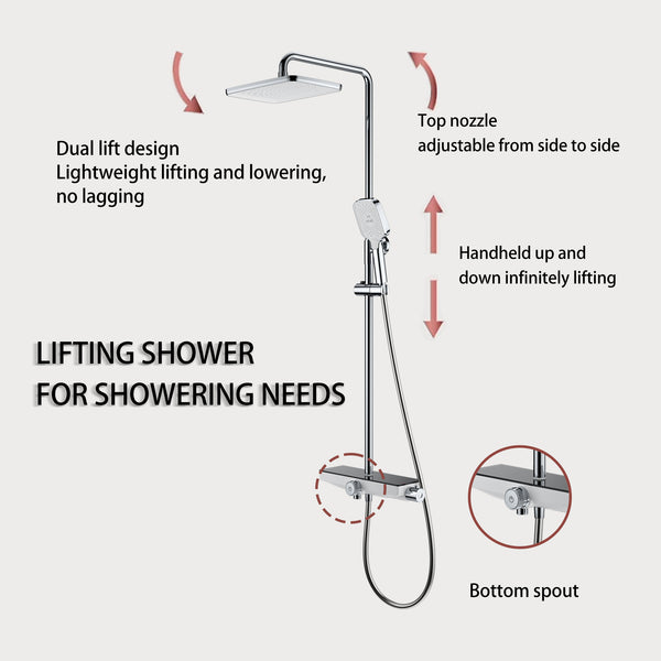 English Elm Triple Function Wall Mounted Shower System with Rainfall Handheld and Copper Body W2071P227920