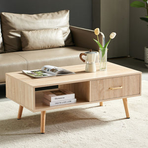 English Elm Rectangle Coffee Table With Solid Wood Legs, Modern Storage Design For Stylish Living Rooms W1265P230626-GIGA