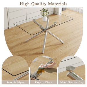 English Elm Table Set - Modern Luxurious Transparent Glass Dining Table With 4 White Pu Chairs & Silver Legs W1151S04192-GIGA