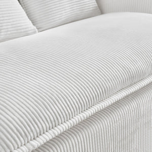 English Elm Convertible Compressed Sofa Chair Ottoman Corduroy Fold-Out Recliner for Small Spaces Dorm Apartments Beige W1036P251805