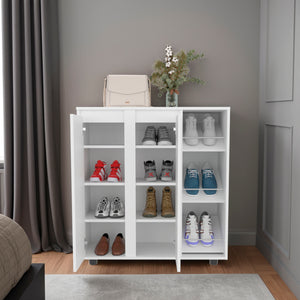 English Elm Shoe Storage Cabinet with 2 Doors 1 Drawer 3 Shelves — Slim Engineered Wood Organizer, Wengue Finish White 38.98 L x 32.68 W x 4.72 H B097P395882