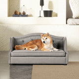 English Elm Robin 35" Tufted Wingback Pet Sofa Bed, Medium, Uptown Gray Stain Resistant High Performance Polyester