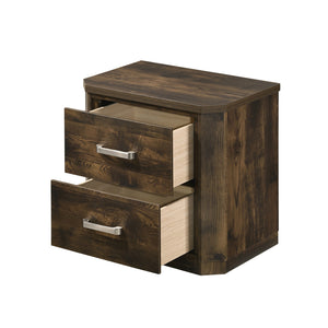 English Elm Wooden Two-Drawer Nightstand with Grooved Panels and Washed Finish — Transitional Bedroom Focal Point Rustic,Walnut B016P256189