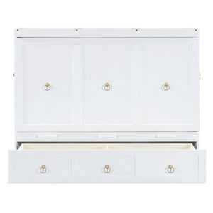 English Elm Queen Murphy Wall Bed with Pull Out Storage Drawer and Built in Usb Charging White LP000428AAK