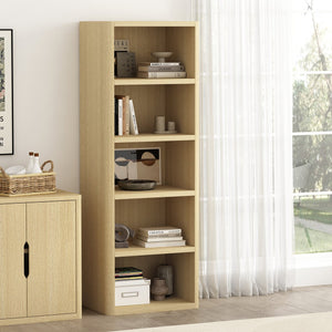 English Elm Rivington 28" Modern 5-Shelf Open Bookcase with Adjustable Shelves and Warm Wood Grain Finish Oak B365P398314