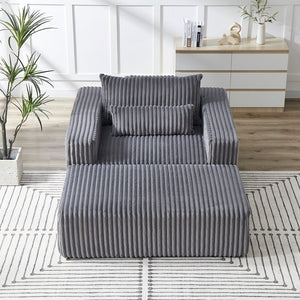 English Elm 75-Inch Corduroy Sponge Lounge Chair - Modern Sleeper Recliner With Footrest, No Assembly Needed! W834P206097