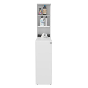 English Elm Folding White 3-Shelf Engineered Wood Table — Foldable Space-Saving Dining, Workstation, Durable Finish B097P296855