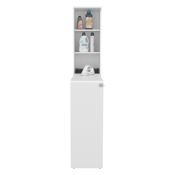 English Elm Folding White 3-Shelf Engineered Wood Table — Foldable Space-Saving Dining, Workstation, Durable Finish B097P296855