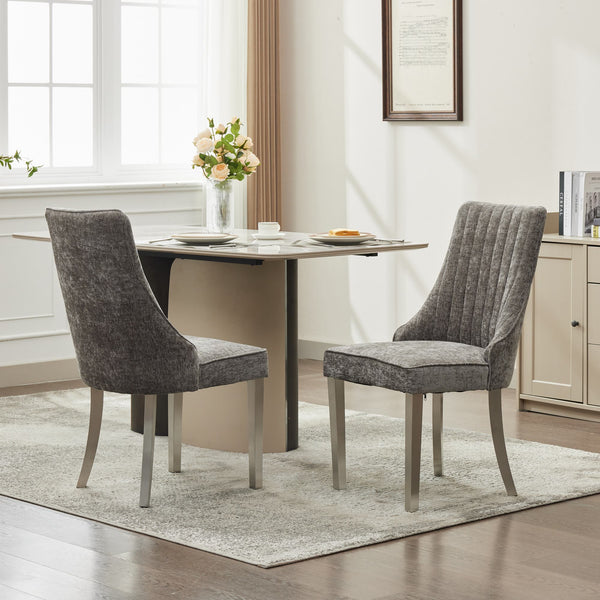 English Elm Rayon High Back Dining Chair Set with Plush Flocking Upholstery, Golden Stainless Legs, Comfort-Focused Design W1143P293316 W1143P293316