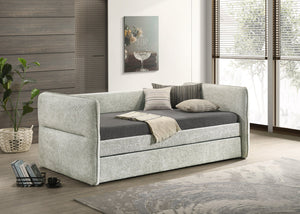 English Elm Luxurious Modern Daybed with Pull-Out Trundle, Button Tufted Upholstery and Nailhead Trim Comfort Elegance Light Gray 41.75 L x 41.63 W x 6.38 H B011S01715