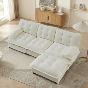 English Elm 107" Modular Cloud Sectional Sofa Deep Seat Chenille Couch for Living Room W714S01678