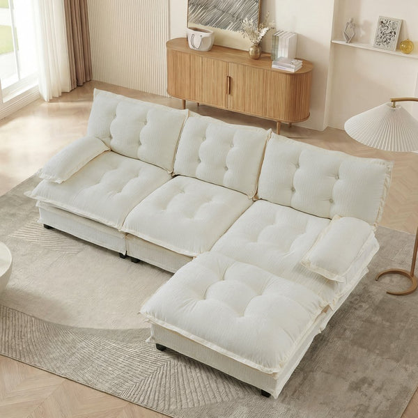 English Elm 107" Modular Cloud Sectional Sofa Deep Seat Chenille Couch for Living Room W714S01678