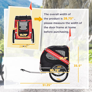 English Elm Aosom Pet Bike Trailer Steel Frame Oxford Fabric Dog Carrier with Mesh Ventilation W2225P229758