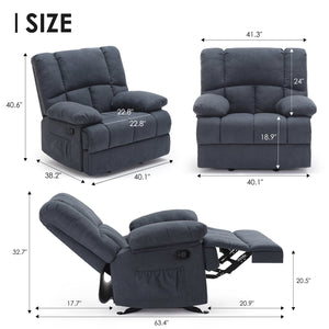 English Elm Oversized Rocking Rocker Recliner Chair with Ergonomic Support, Tool-Free 5-Minute Assembly Comfort Dark Gray T3623P380109