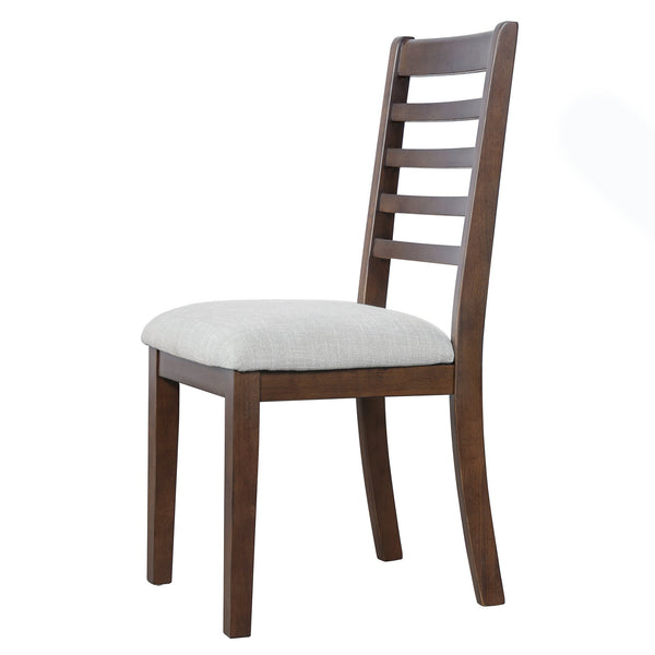 English Elm 2-piece Farmhouse Ladder Back Dining Chair Set Rubberwood Frame Upholstered Seat Kitchen Beige,Walnut N752P436723D
