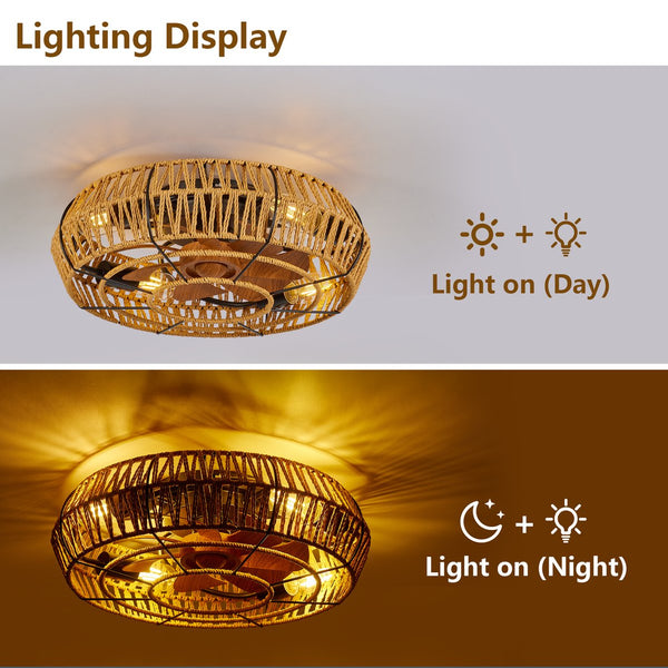 English Elm Rgb Flush Mount Fandelier Smart App Led Ceiling Fan for Low Profile Bedrooms W1340P461527