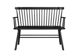 English Elm 1pc Vintage Farmhouse Spindle Back Bench 48" Rustic Wooden Entryway Seat for Cozy Homes and Halls Black 52 L x 23 W x 15 H B011P284204