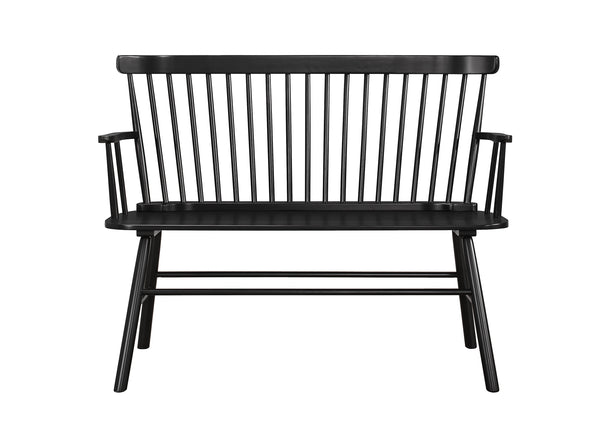 English Elm 1pc Vintage Farmhouse Spindle Back Bench 48" Rustic Wooden Entryway Seat for Cozy Homes and Halls Black 52 L x 23 W x 15 H B011P284204