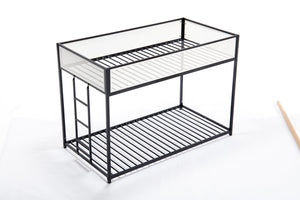 English Elm Adam Twin Over Twin Metal Bunk Bed In Black With White Mesh Guardrails - Safe, Stylish, Space-Saving! B083P170084