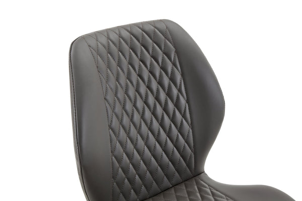 English Elm 4-piece Diamond Quilted Upholstered Dining Chair Set with Sleek Black Metal Legs Black,Dark Gray W1151P458005