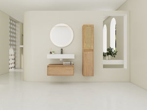 English Elm 30 Inch Wall-Mounted Bathroom Vanity Set With Resin Sink & Soft-Close Drawers For Modern Spaces W999S00350