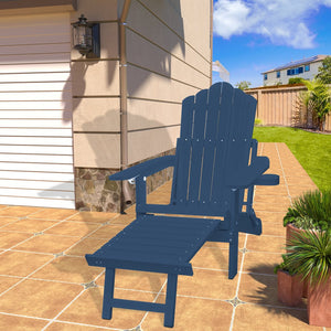 English Elm Adirondack Outdoor Patio Chair Polystyrene Wood Grain Finish with Retractable Footrest T3609P482843