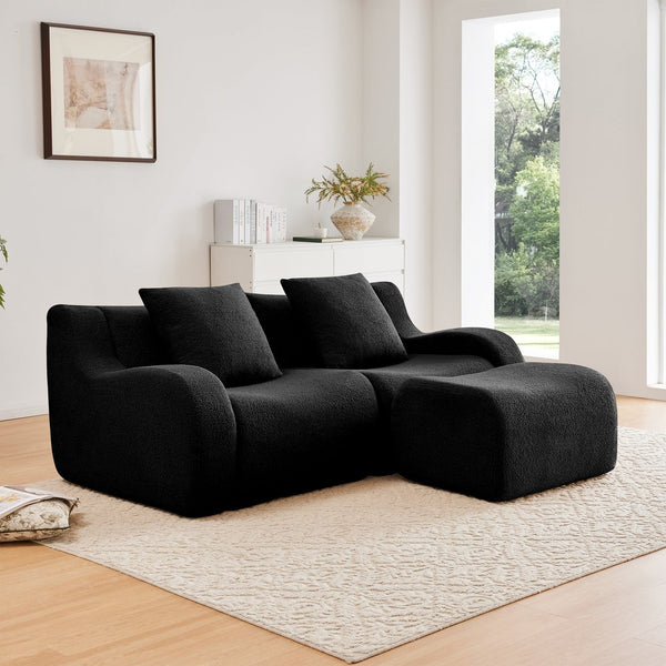 English Elm L-Shaped Teddy Fabric Sofa - Ergonomic 2-Seat Design, No Assembly, Cloud-Like Comfort For Any Room W714S01456