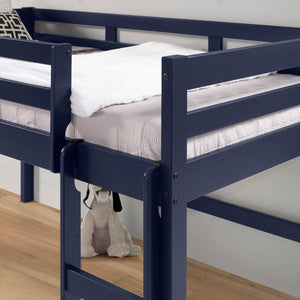 English Elm Lara Twin Loft Bed in Navy Blue Solid Pine with 13 Slat System, Guardrail & Reversible Ladder B2726P277884