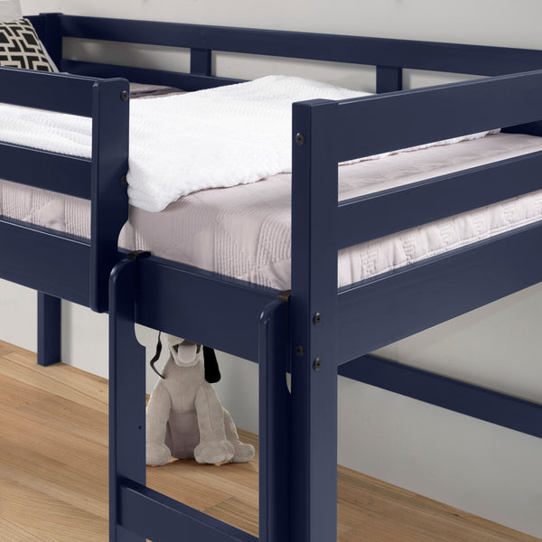 English Elm Lara Twin Loft Bed in Navy Blue Solid Pine with 13 Slat System, Guardrail & Reversible Ladder B2726P277884