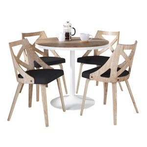 English Elm Dakota-Charlotte 5-Piece Contemporary Dining Set With Round Bamboo Table & Charcoal Upholstered Chairs B202S01497