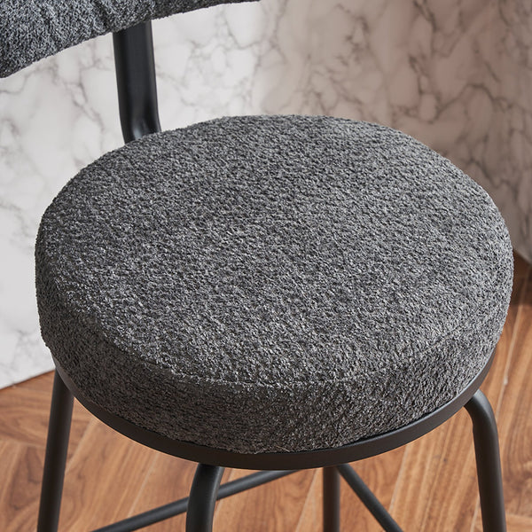 English Elm Modern Bouclé Swivel Bar Stools Set of 2 — Counter Height Fabric Seats with Metal Frame & Footrest, 360° Comfort Grey W1901P264273
