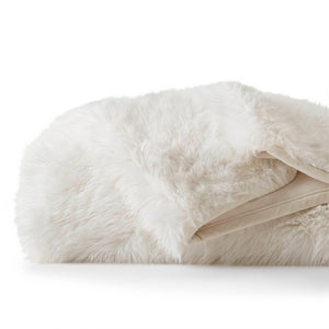 English Elm 1-piece Oversized Faux Fur Throw Bobcat Print Plush Velvet Backed Cozy Sofa Blanket White B035P408337