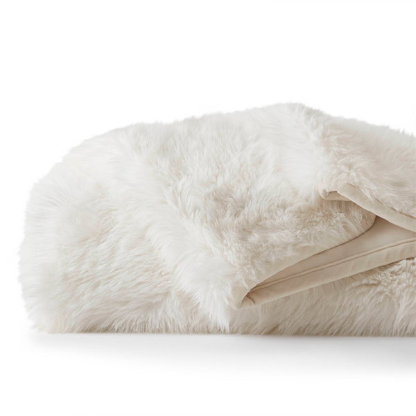 English Elm 1-piece Oversized Faux Fur Throw Bobcat Print Plush Velvet Backed Cozy Sofa Blanket White B035P408337