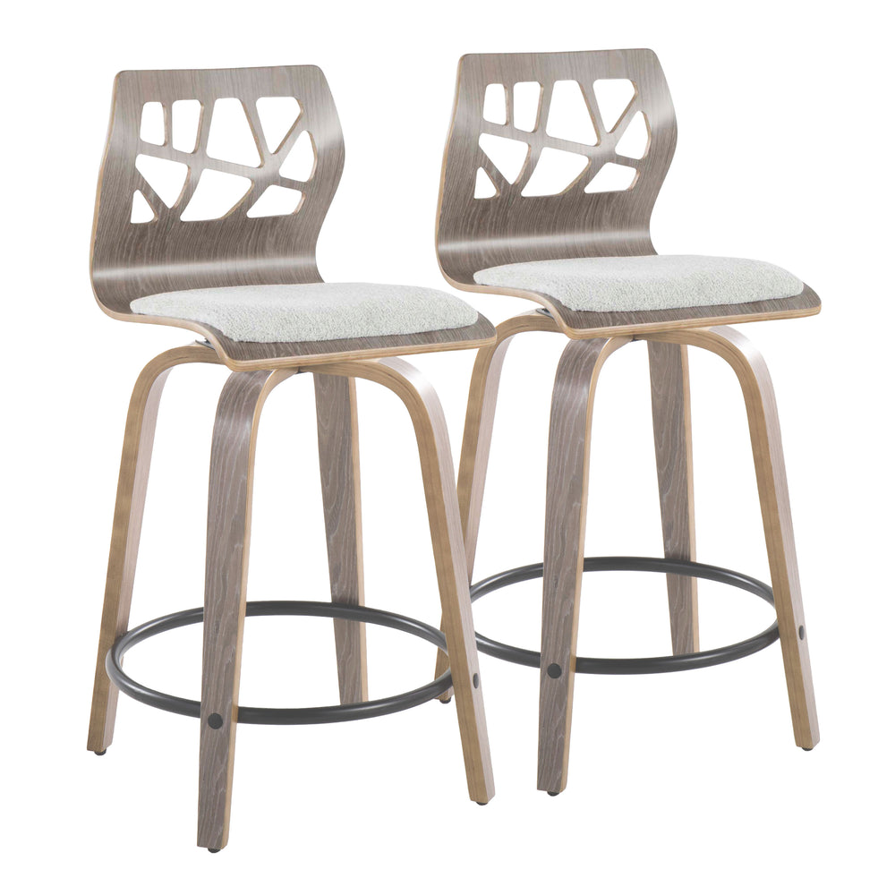 English Elm Folia Swivel Counter Stools Set of 2 Bentwood Frame Upholstered Kitchen Island Seating B202S00058