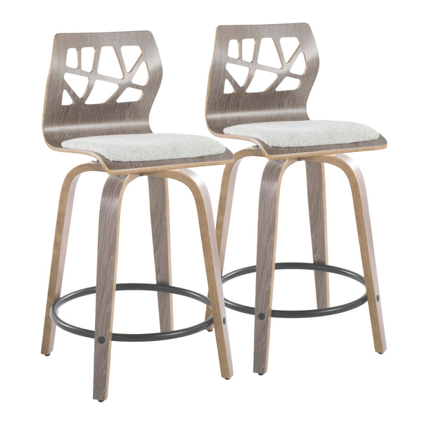 English Elm Folia Swivel Counter Stools Set of 2 Bentwood Frame Upholstered Kitchen Island Seating B202S00058