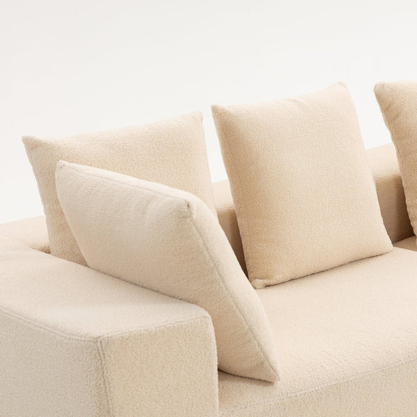 English Elm Full Foam Modular L-shaped Sectional Sofa Flannelette Upholstered with Five Throw Pillows W3326S00022