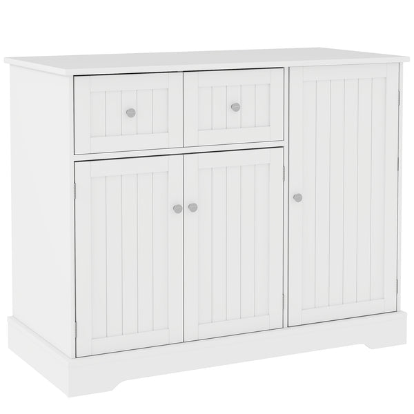 English Elm 39" White Mdf Cat Litter Box Enclosure Side Table with Storage Cabinet and Drawers T3971P404601